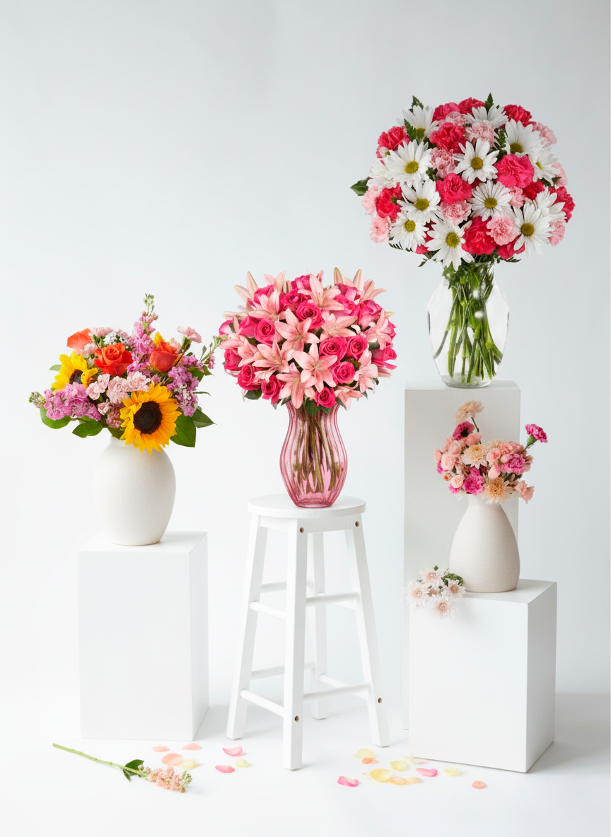 Bright and colorful birthday flower bouquets featuring roses, lilies, and sunflowers – Birthday Flowers Collection by 1800 Blooms Bronx NY